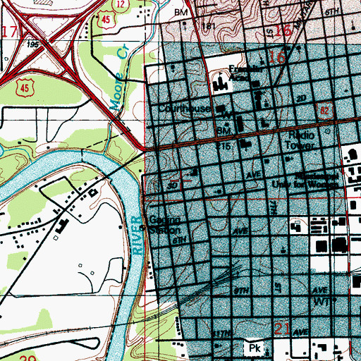 Topographic Map of Twelve Gables, MS