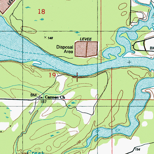 Topographic Map of Union Bluff, MS