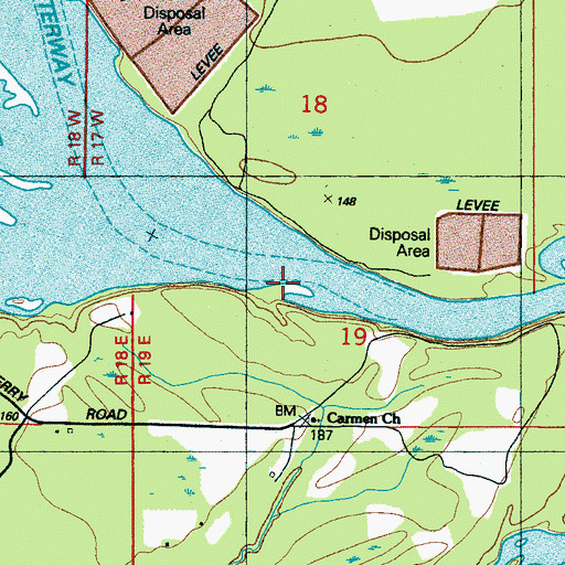 Topographic Map of Union Bluff Landing (historical), MS