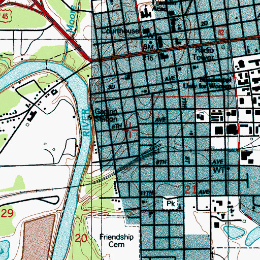 Topographic Map of Whitehall, MS