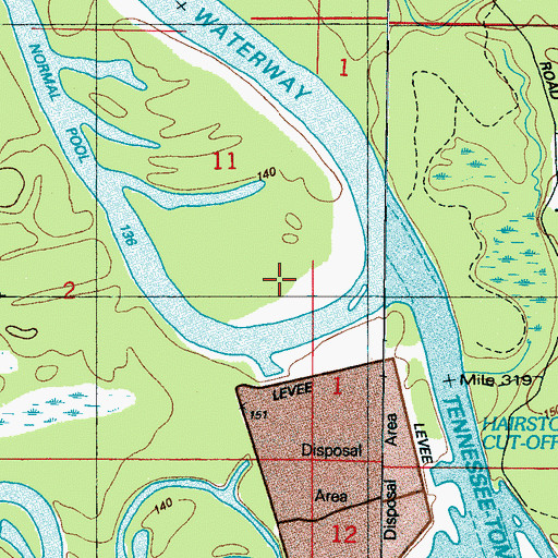 Topographic Map of Wildcat Bend, MS
