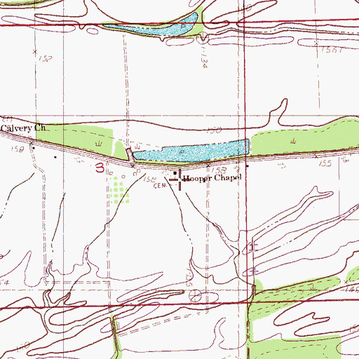 Topographic Map of Booker Cemetery, MS