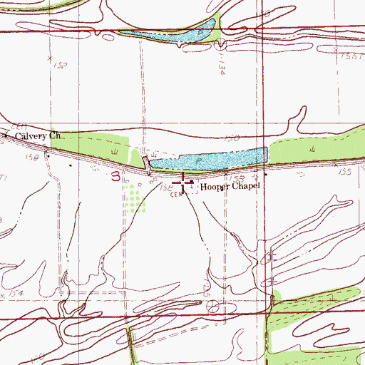 Topographic Map of Booker School (historical), MS