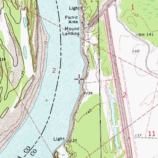 Topographic Map of Choctaw Revetment, MS