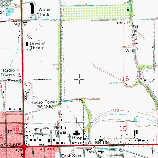 Topographic Map of Cleveland Industrial Park, MS