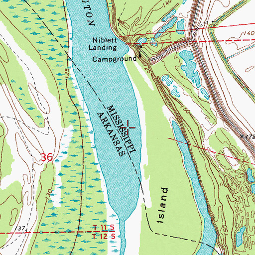 Topographic Map of Cookes Landing (historical), MS