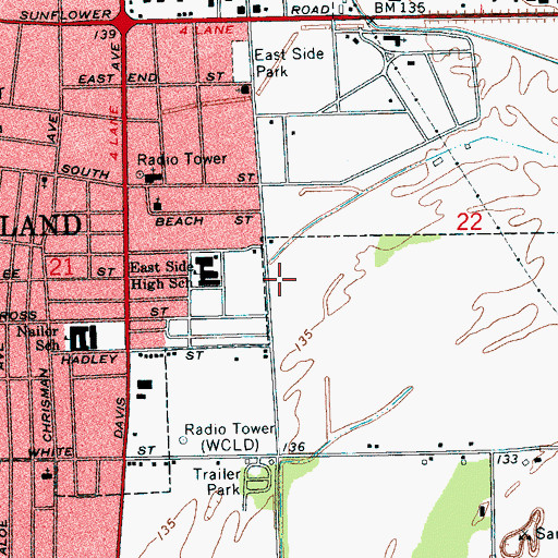 Topographic Map of Cypress Park Elementary School, MS