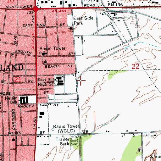 Topographic Map of Eastwood Junior High School, MS