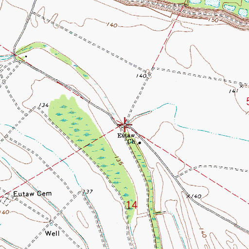 Topographic Map of Eutaw Store (historical), MS