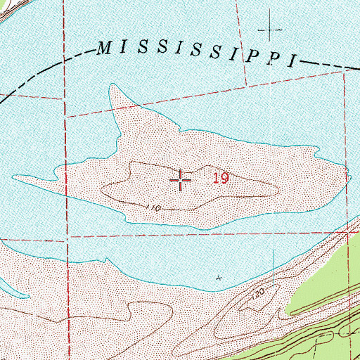 Topographic Map of Huntington Bar, MS