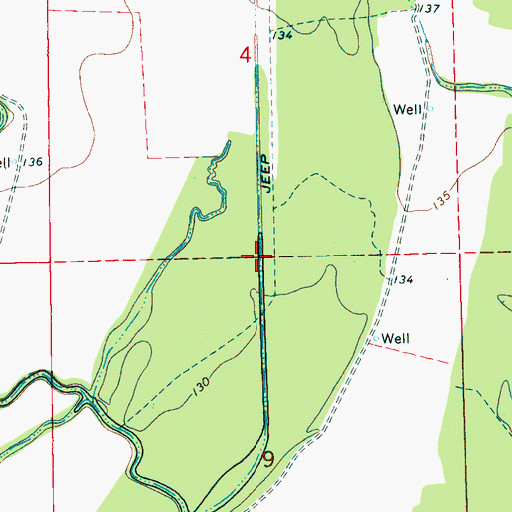 Topographic Map of Ditch K, MS