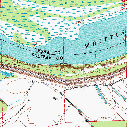 Topographic Map of Kentucky Landing, MS