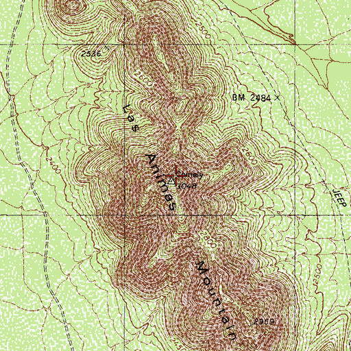 Topographic Map of Las Animas Mountain, AZ