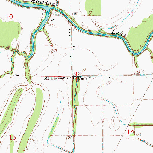 Topographic Map of Mount Harmon Cemetery, MS
