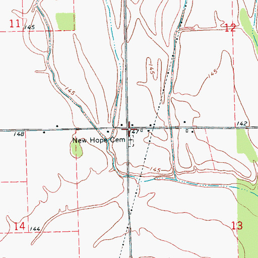 Topographic Map of New Hope Church (historical), MS