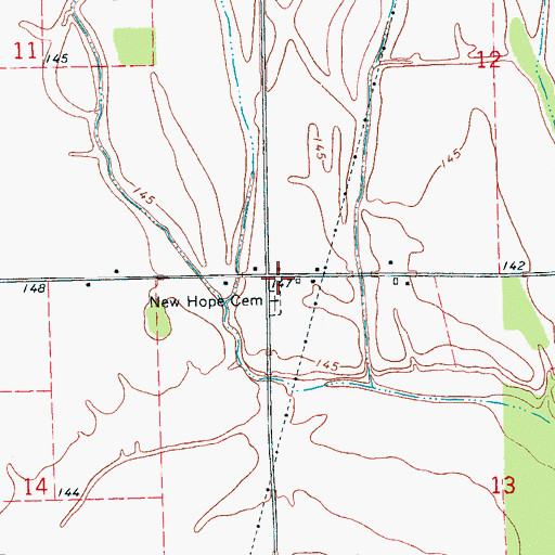 Topographic Map of New Hope School (historical), MS
