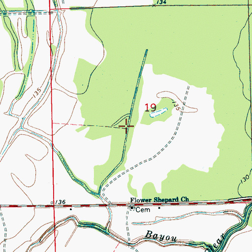 Topographic Map of Ditch Number C-14, MS