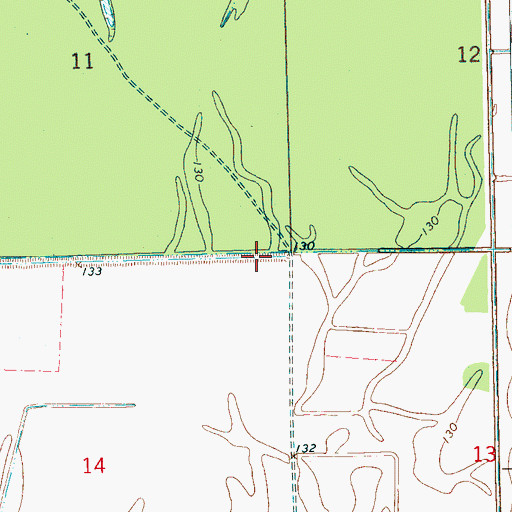 Topographic Map of Ditch Number E-5, MS