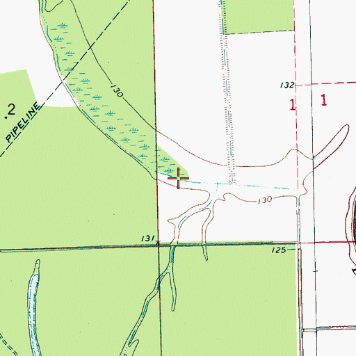 Topographic Map of Ditch Number E-10, MS