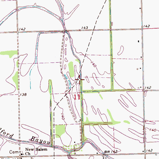 Topographic Map of Ditch Number One, MS
