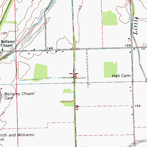 Topographic Map of Ditch Number Three, MS
