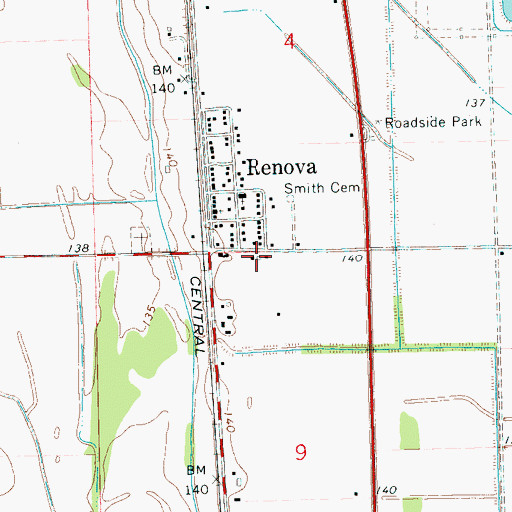 Topographic Map of Renova School (historical), MS