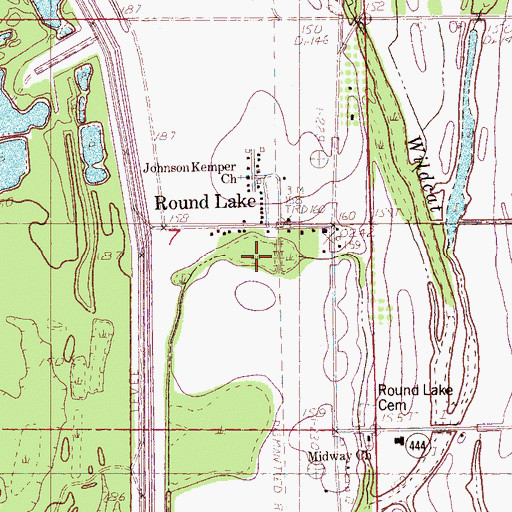 Topographic Map of Round Lake, MS