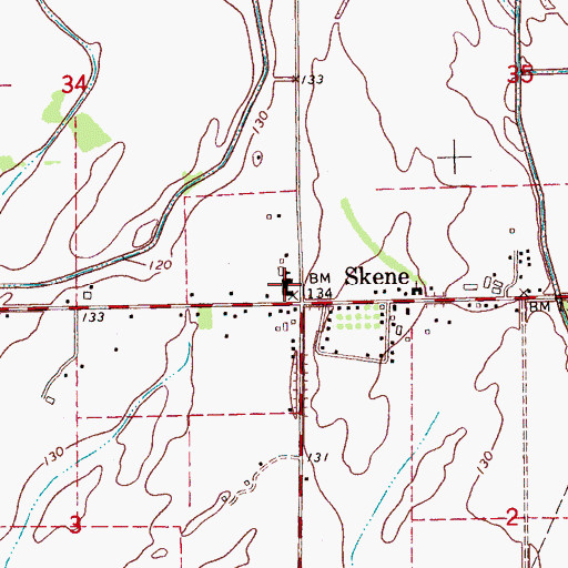 Topographic Map of Skene School, MS