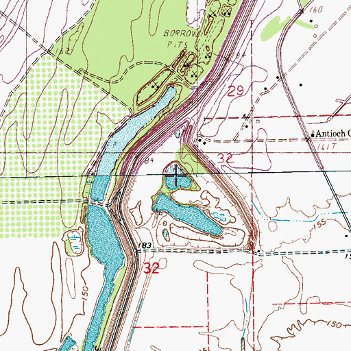 Topographic Map of Sledge Crevasse, MS