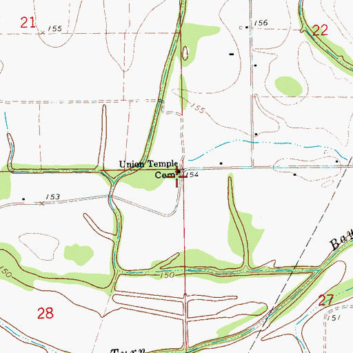 Topographic Map of Union Temple Cemetery, MS