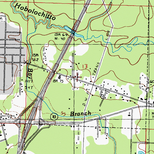 Topographic Map of Antioch Baptist Church, MS