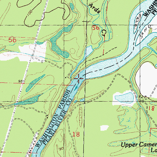 Topographic Map of Camerons Ferry (historical), MS