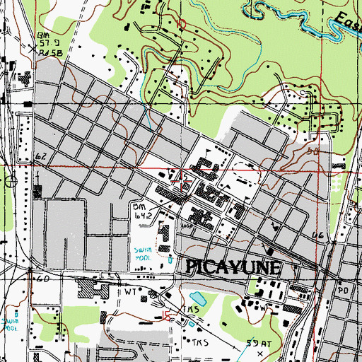 Topographic Map of Crosby Memorial Library, MS