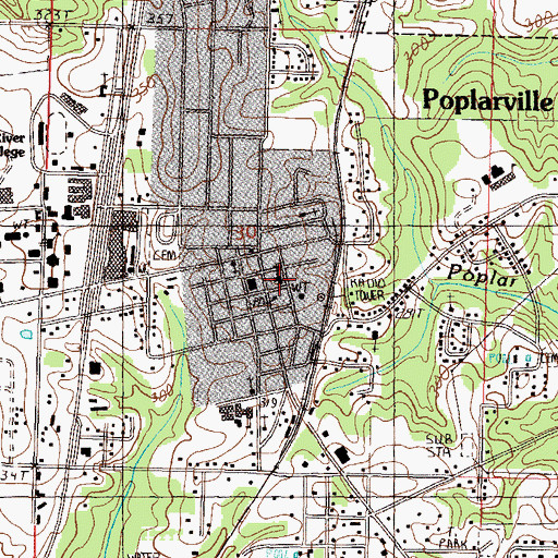 Topographic Map of First Baptist Church, MS