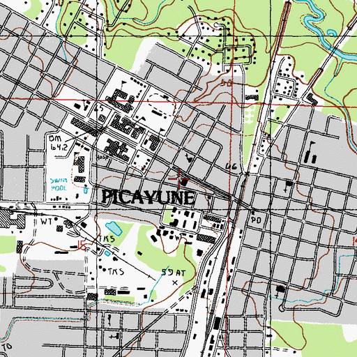 Topographic Map of First Baptist Church of Picayune, MS