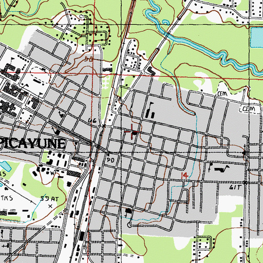 Topographic Map of First United Methodist Church, MS