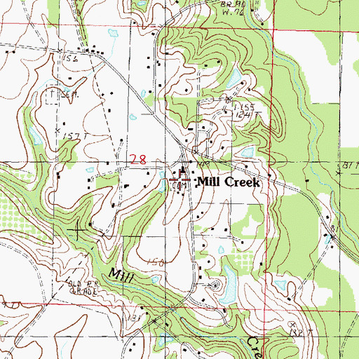 Topographic Map of Mill Creek School (historical), MS