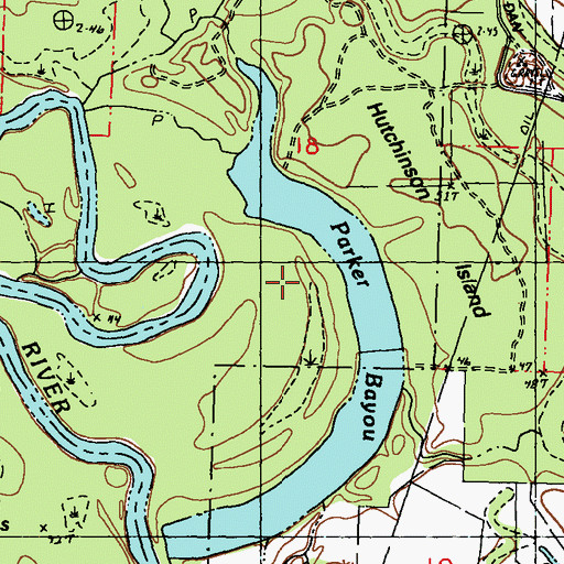 Topographic Map of Parkers Hammock, MS