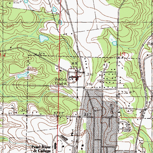 Topographic Map of Pearl River County Hospital and Nursing Home, MS