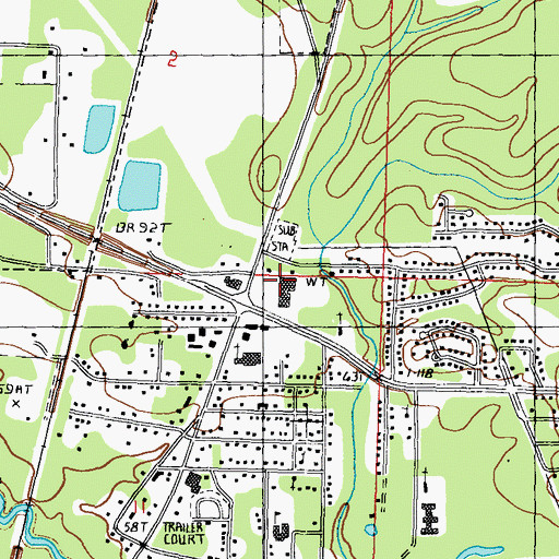 Topographic Map of Pine Tree Plaza Shopping Center, MS