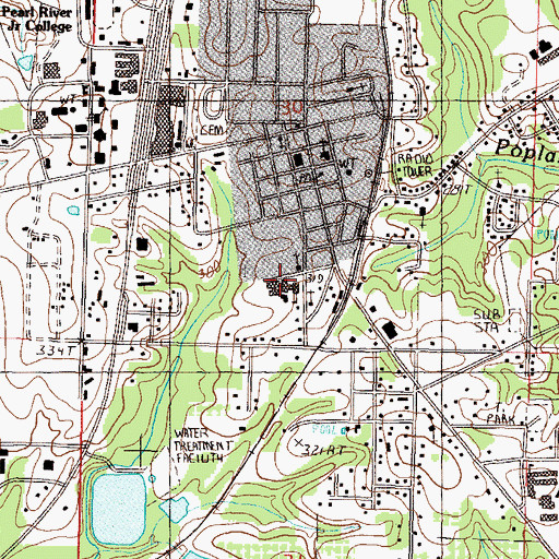 Topographic Map of Poplarville Elementary School, MS