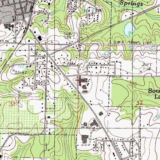 Topographic Map of Poplarville High School, MS