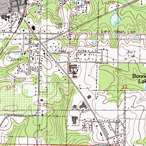 Topographic Map of Poplarville Junior High School, MS