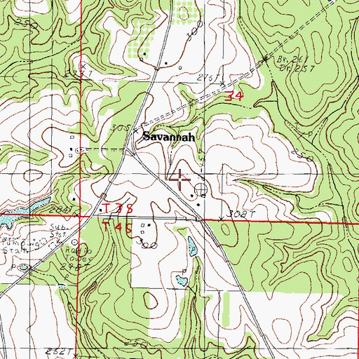 Topographic Map of Savannah School (historical), MS