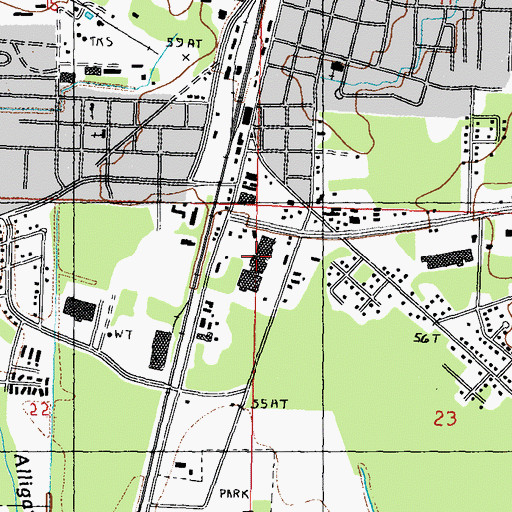 Topographic Map of Space Flight Plaza Shopping Center, MS