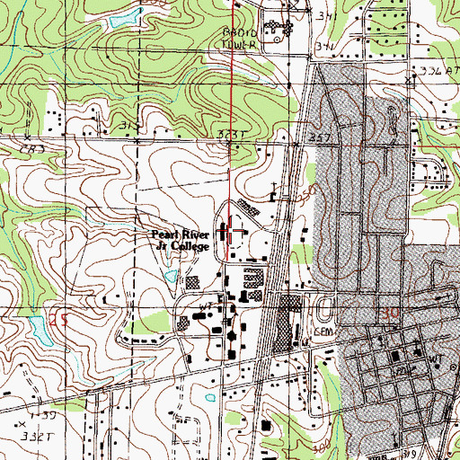 Topographic Map of T D Holden Stadium, MS