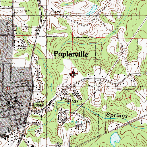 Topographic Map of Todd Memorial High School, MS
