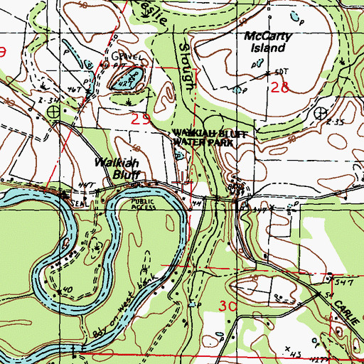 Topographic Map of Walkiah (historical), MS