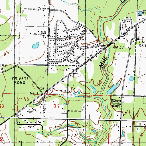 Topographic Map of Westlawn Baptist Church, MS