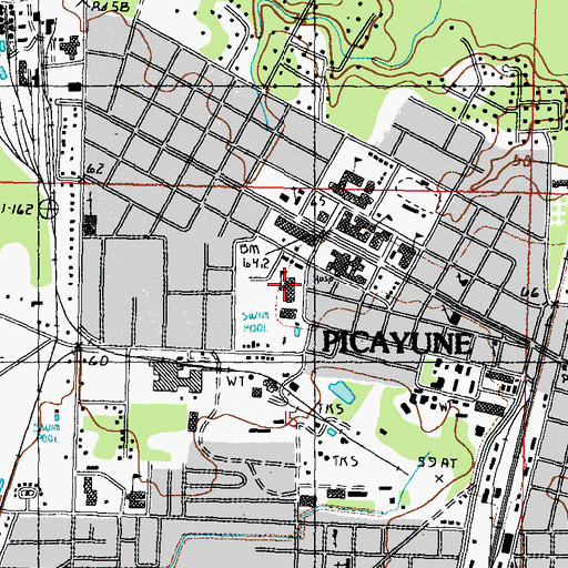 Topographic Map of Westside Elementary School, MS